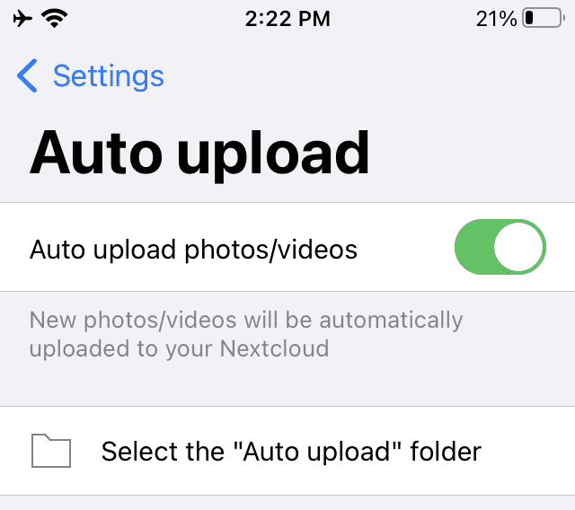 Auto-upload setting.