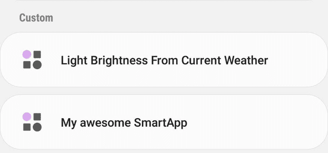 SmartThings app custom screen