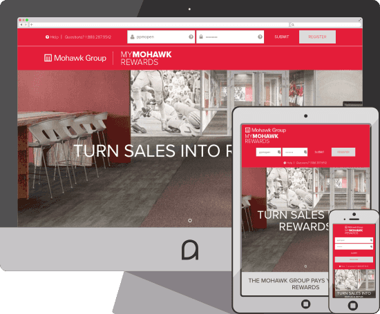 My Mohawk Rewards Website on computer, tablet, and phone.